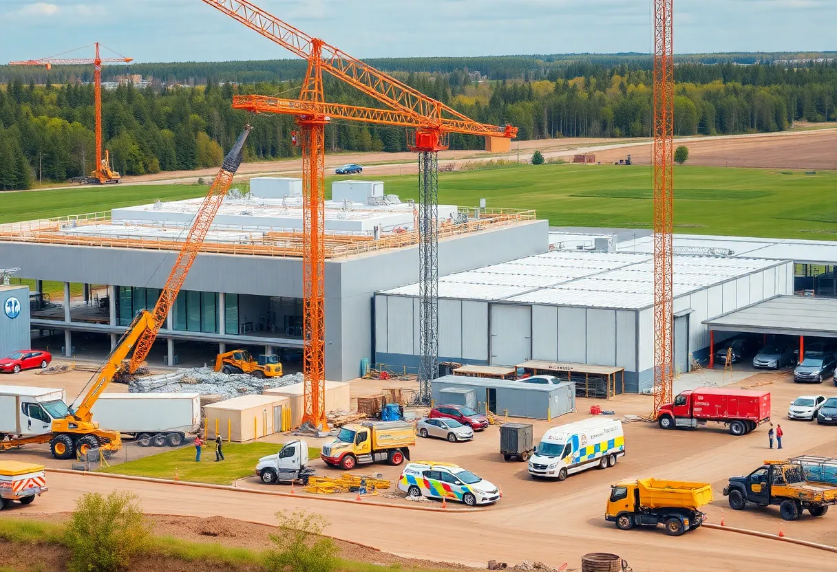 Construction site for an electric vehicle battery plant in Michigan