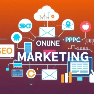 A collage of digital marketing tools for 2025