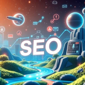 Futuristic representation of SEO trends for 2025