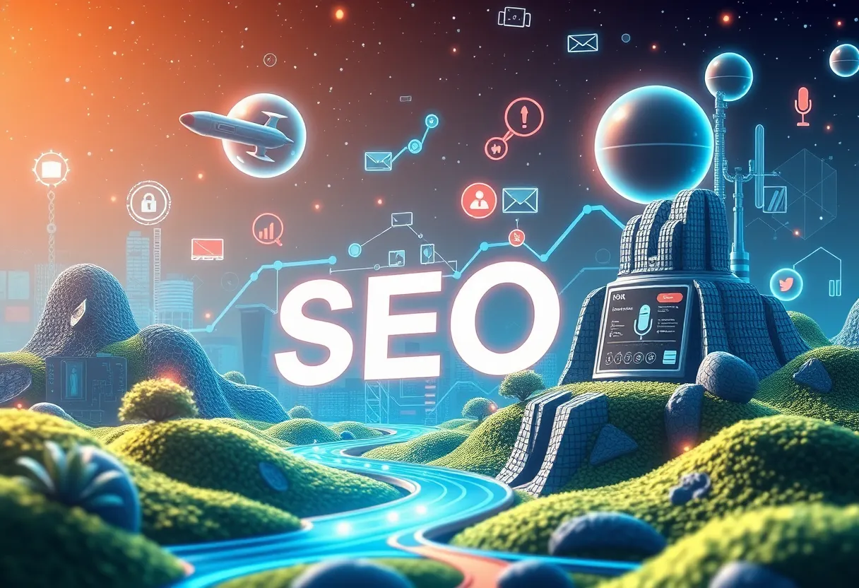 Futuristic representation of SEO trends for 2025