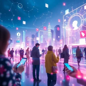 An illustration of advanced social media marketing strategies and consumer engagement in a digital landscape.