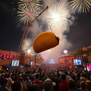 Giant taco dropping from crane during New Year's Eve in Tucson