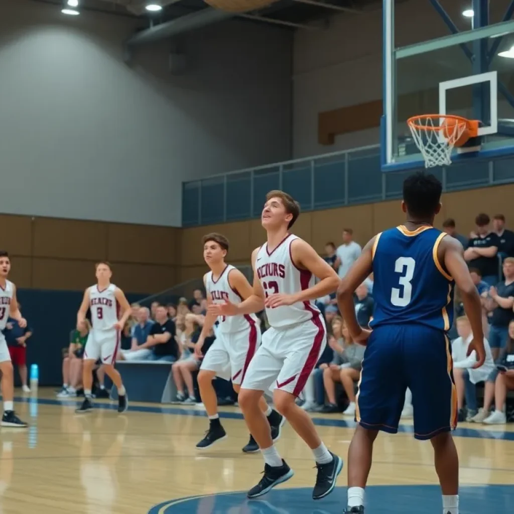 Canton Varsity Boys Basketball team playing during a competitive game.