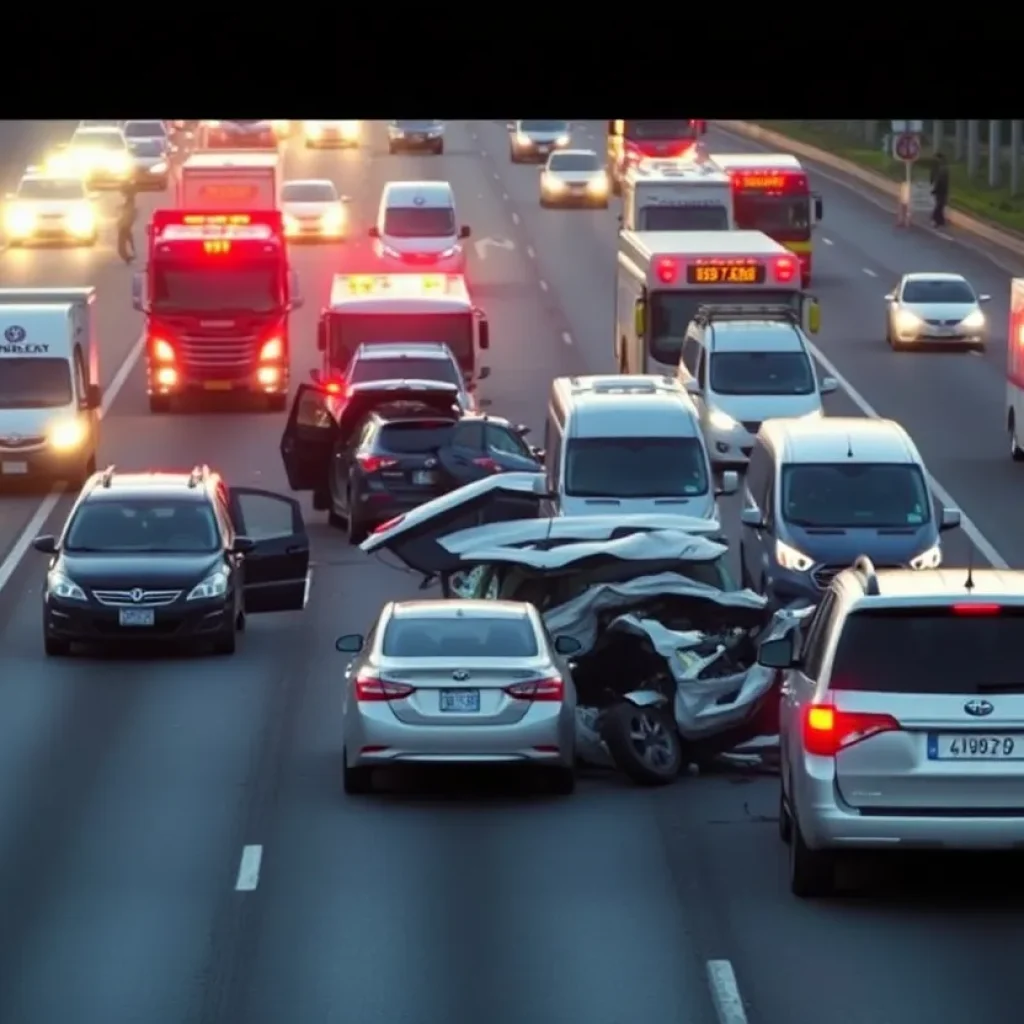 Scene of a multi-vehicle crash on I-96 in Livonia