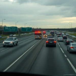 Emergency vehicles at the scene of a serious crash on I-96