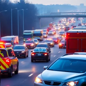 Traffic jam on I-96 due to accident