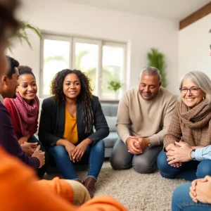 Community members engaged in a discussion about multiple myeloma awareness