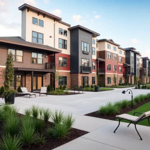 Rendering of Oak Gardens housing community designed for veterans