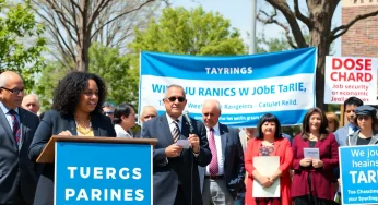 Local Leaders Rally Against Tariffs in Southfield, Michigan