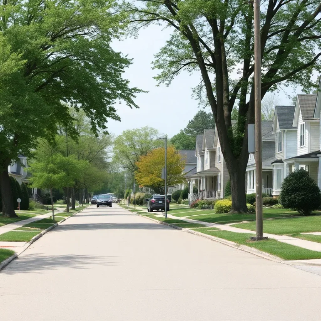 Neighborhood street in Southfield, Michigan