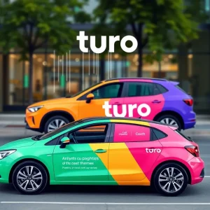 Graphic showcasing Turo and Mutinex partnership in car sharing.