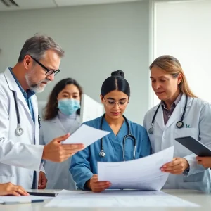 Healthcare professional reviewing anaphylaxis treatment guidelines