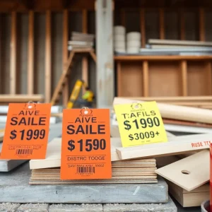 Construction site with worker reviewing price trends in renovation costs.