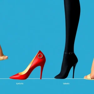 Evolution of high heels representing cultural trends over time.