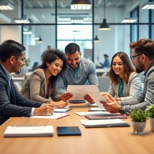 Collaboration in B2B marketing office