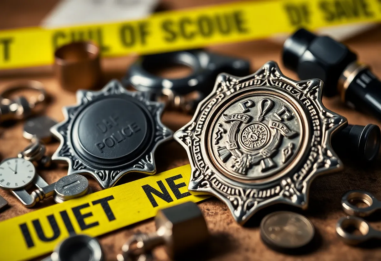 Livonia Police Badge and crime scene investigation