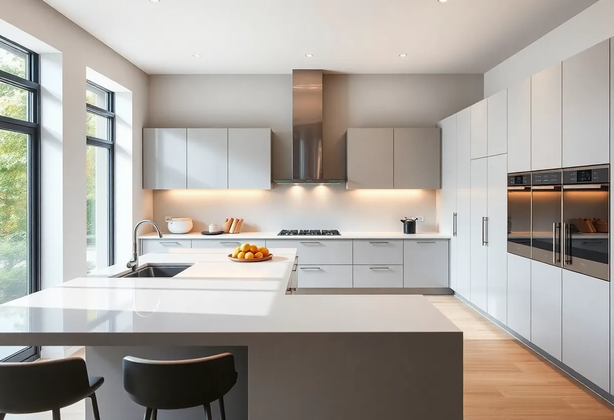 Modern kitchen with sleek design and minimalist elements