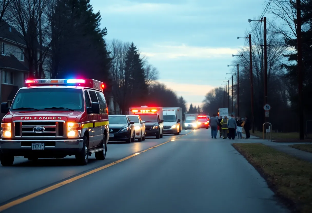 Emergency vehicles at the scene of a tragic accident in Northville Township