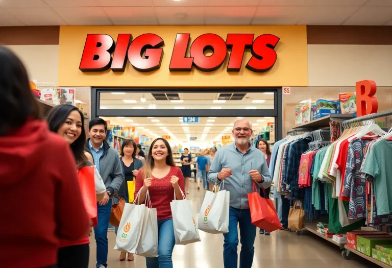 Grand reopening of Big Lots store in Michigan with shoppers