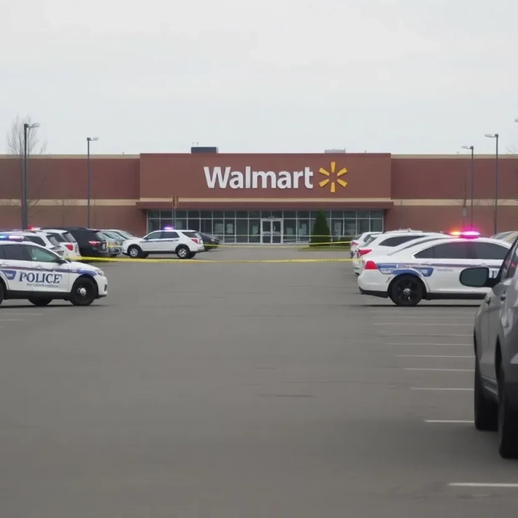 Police presence at Walmart parking lot after road rage shooting incident