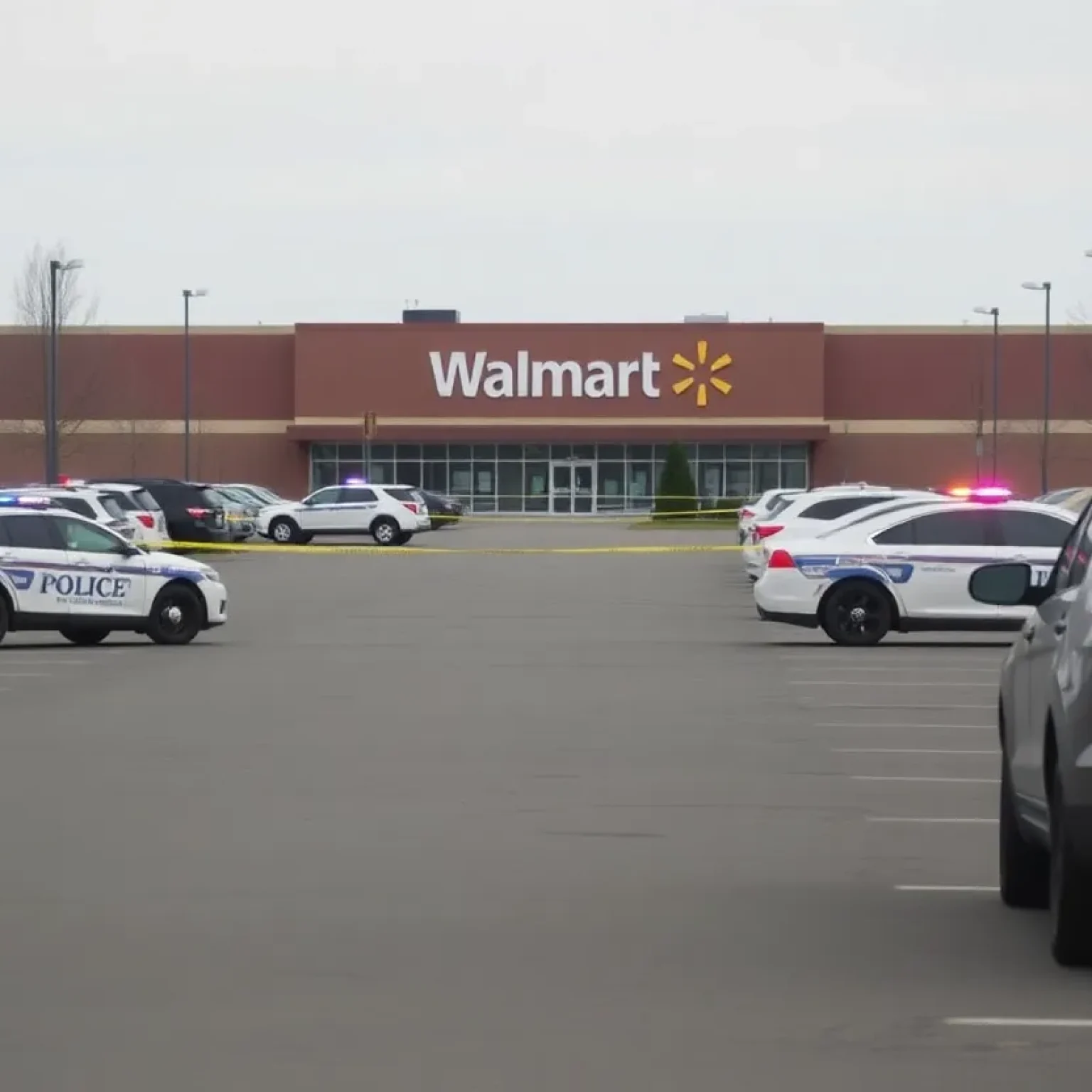 Police presence at Walmart parking lot after road rage shooting incident