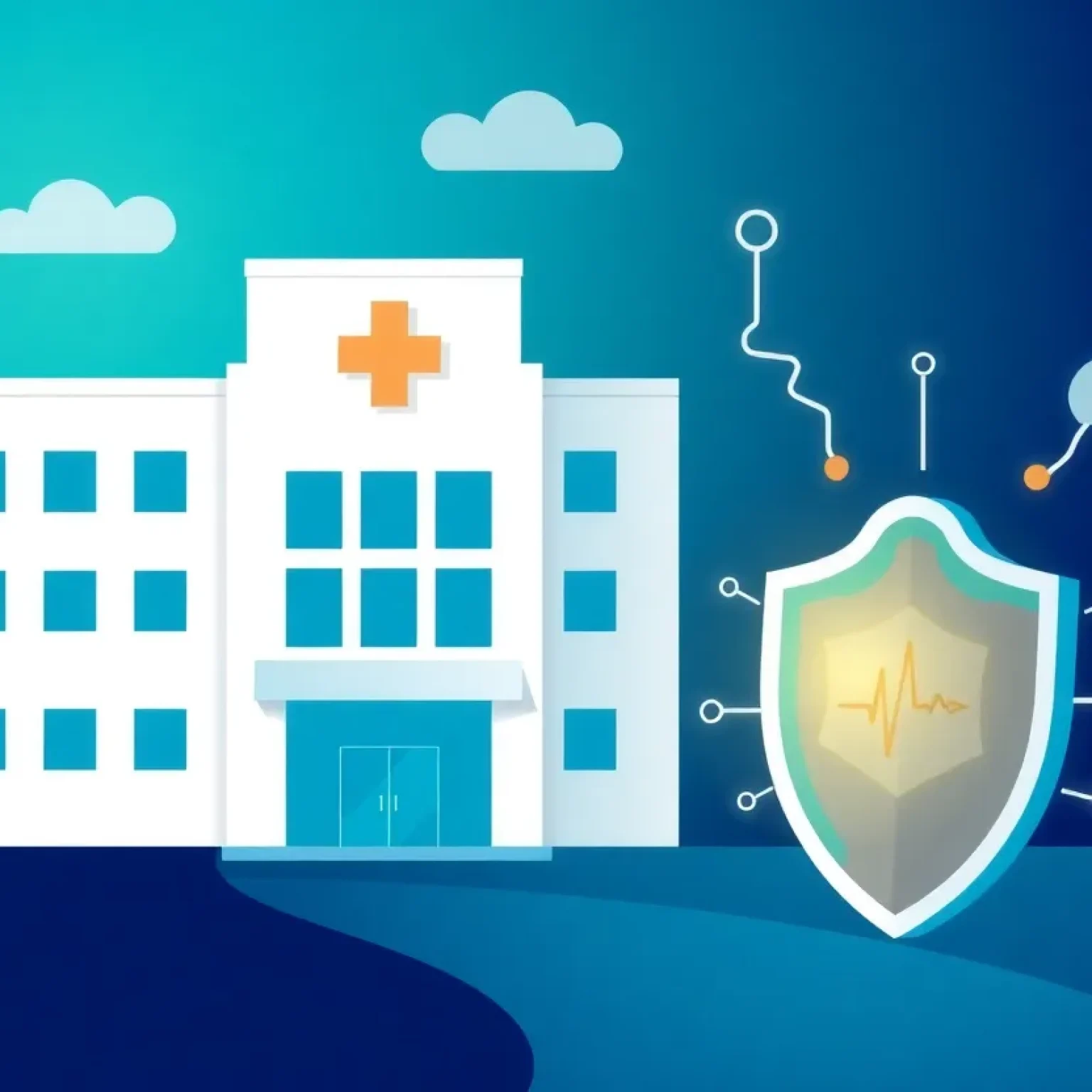 Digital representation of cybersecurity protecting healthcare data
