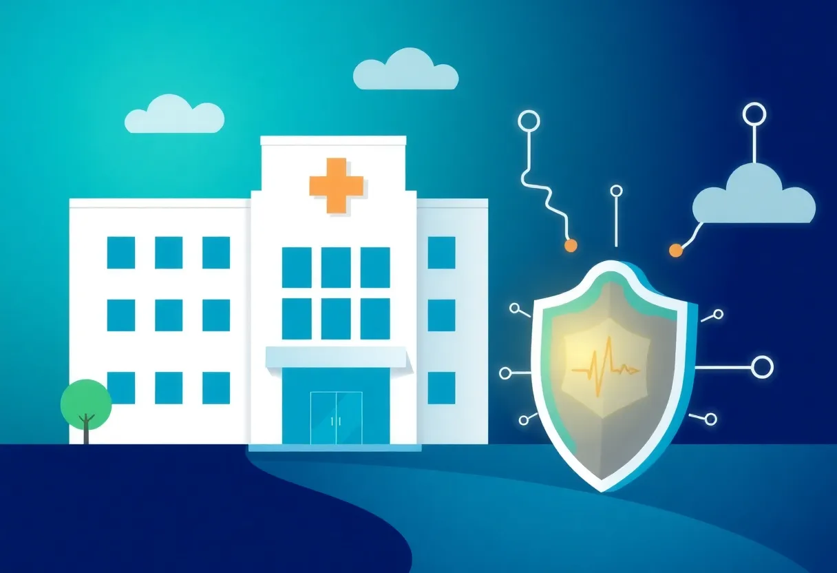Digital representation of cybersecurity protecting healthcare data