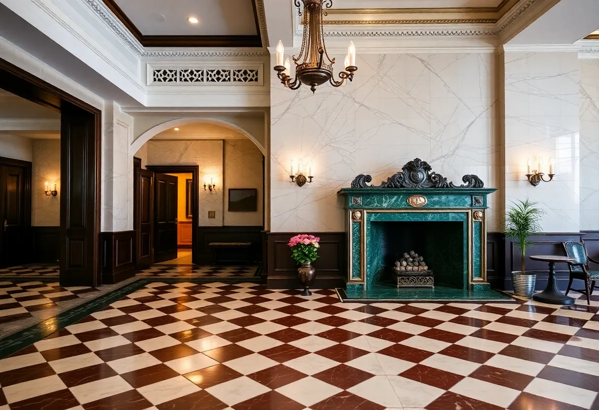 Lobby of the Dearborn Inn showcasing its historic charm and modern touches.