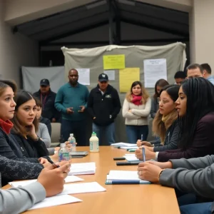 Denton city council members engaging in discussion about homelessness issues.