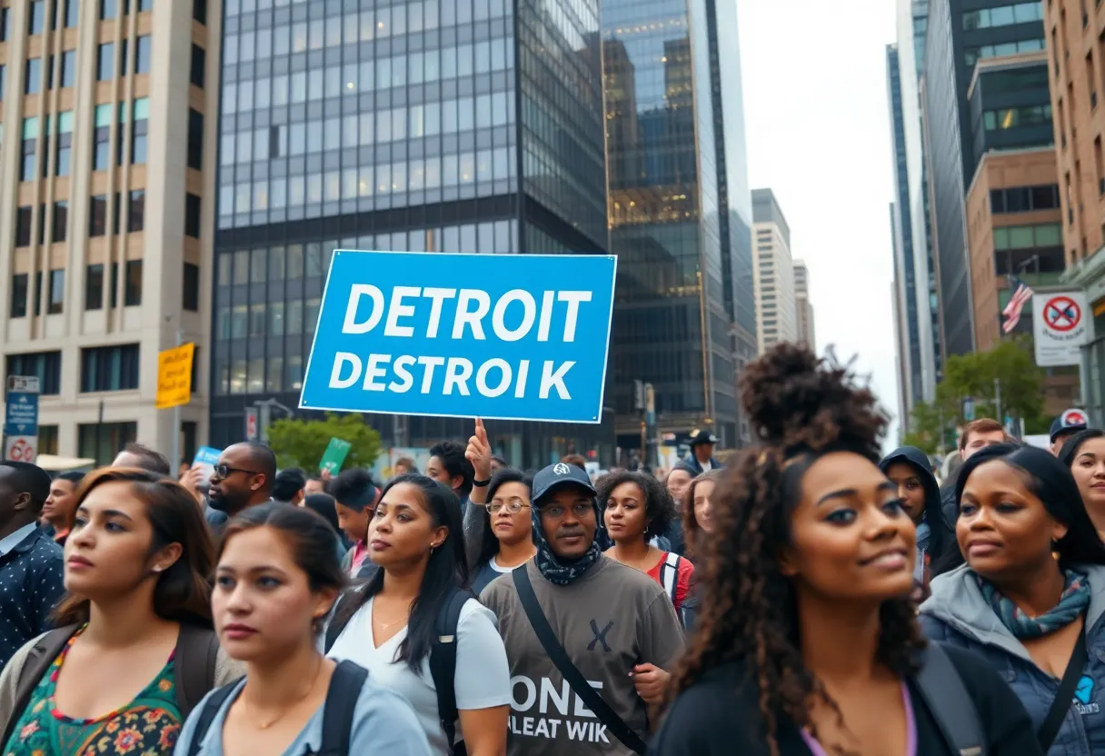 City scene in Detroit showing resilience amidst unemployment concerns.