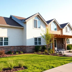 Exterior view of the new group home for adults with mental illness under construction.