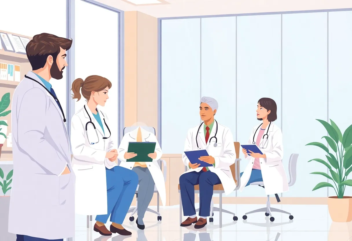 Healthcare professionals discussing patient care