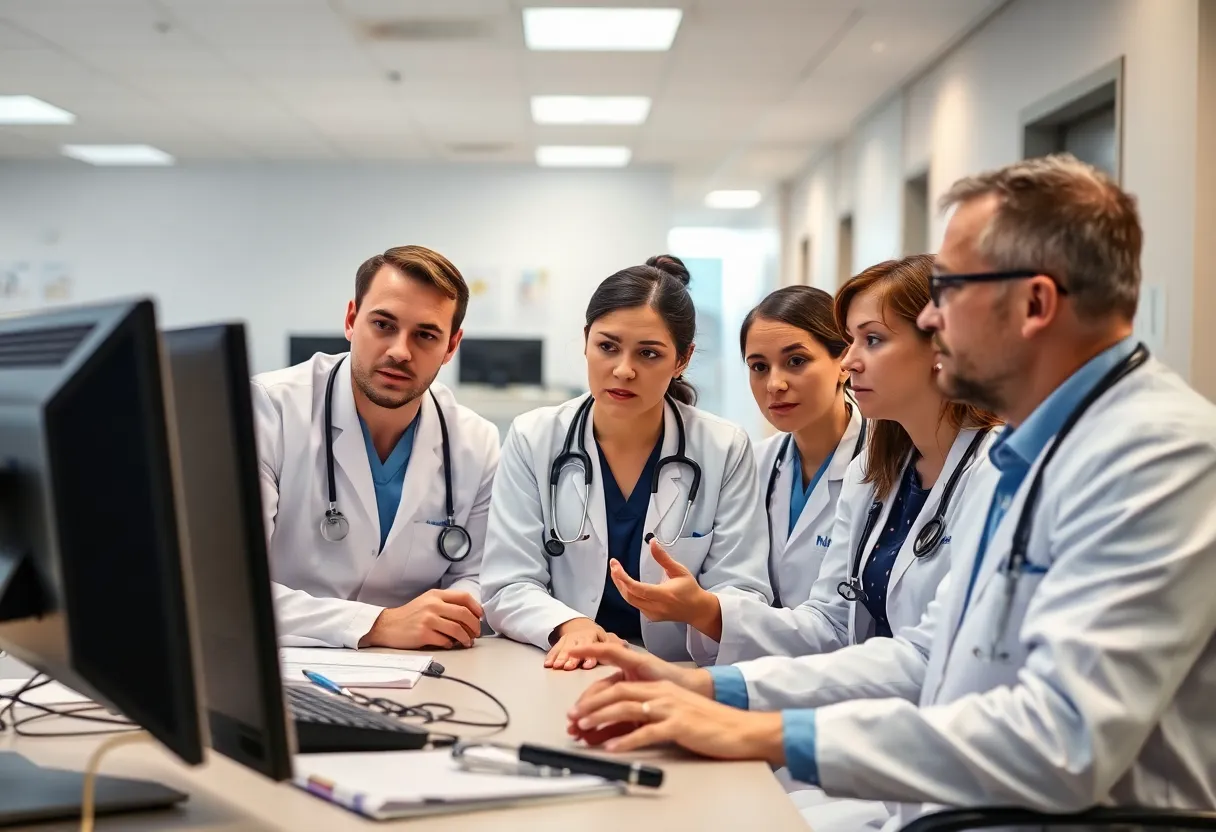Healthcare team discussing data security measures