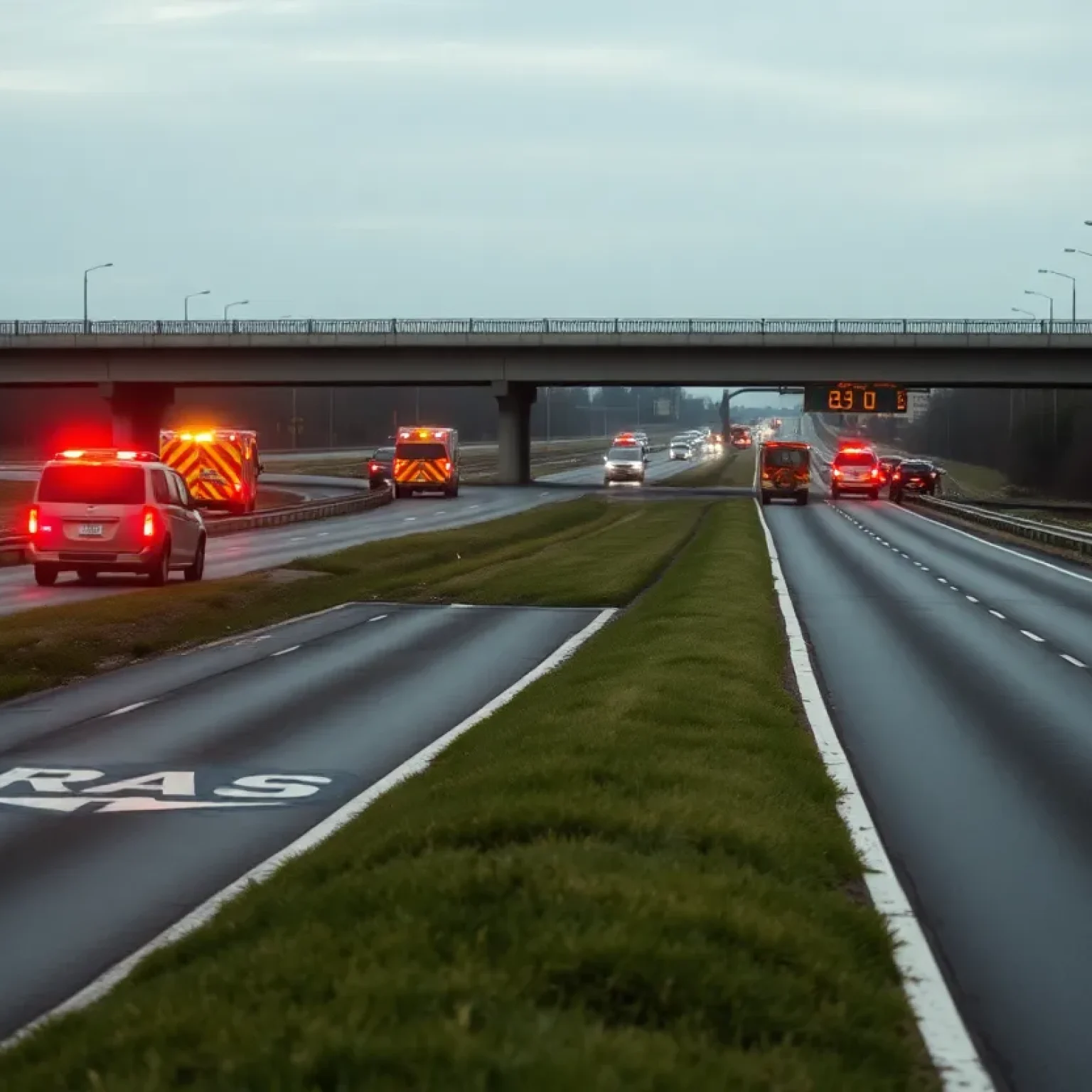 A tragic car accident scene on Interstate 275 with emergency responders present.