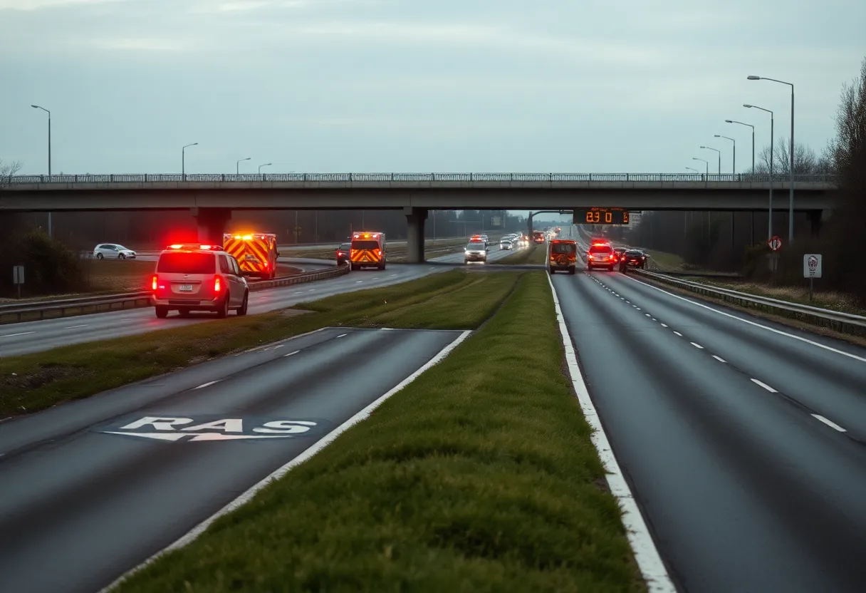 A tragic car accident scene on Interstate 275 with emergency responders present.