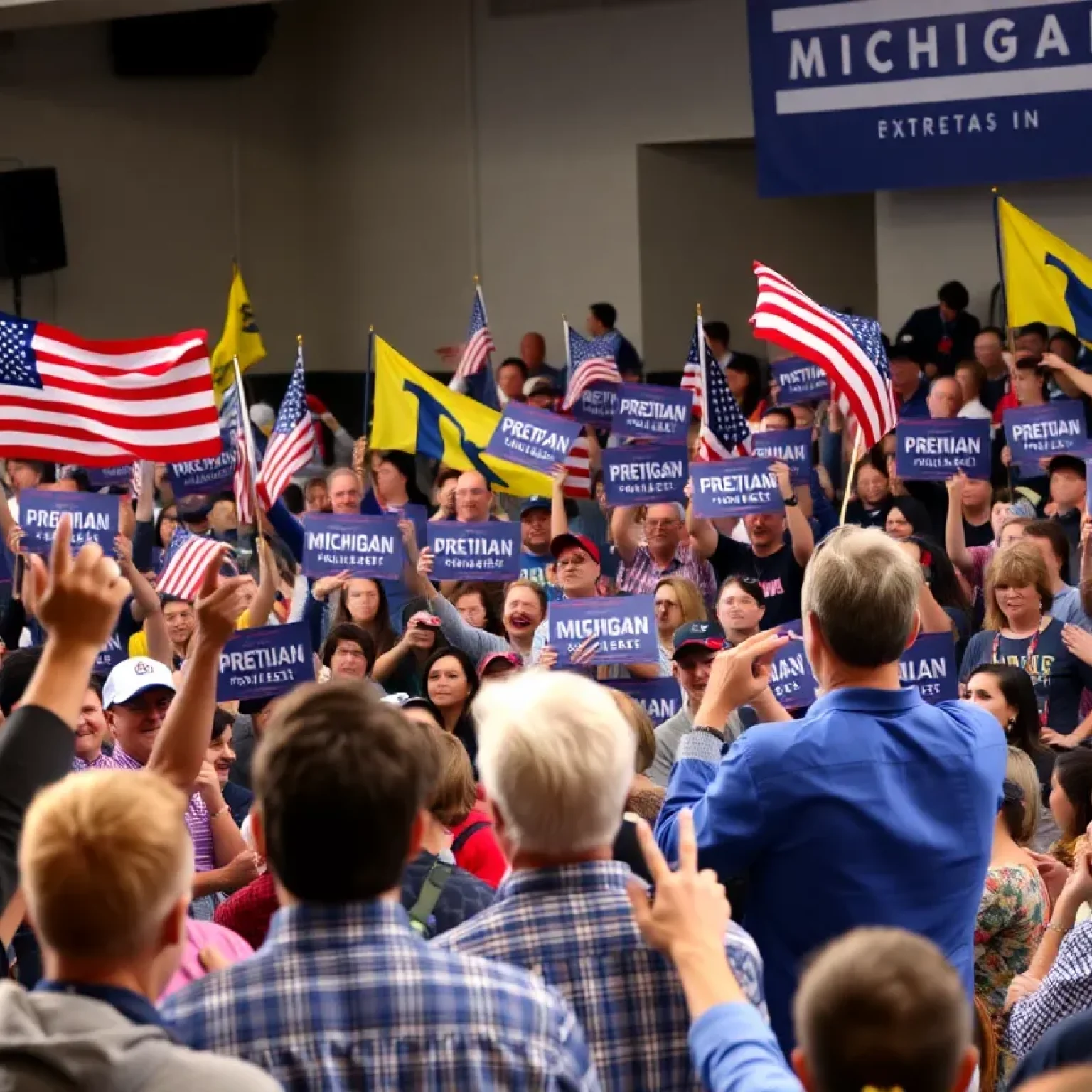 A campaign rally in Michigan with supporters of a gubernatorial candidate.