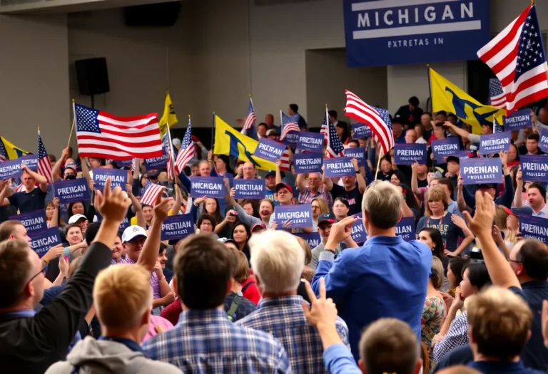 A campaign rally in Michigan with supporters of a gubernatorial candidate.
