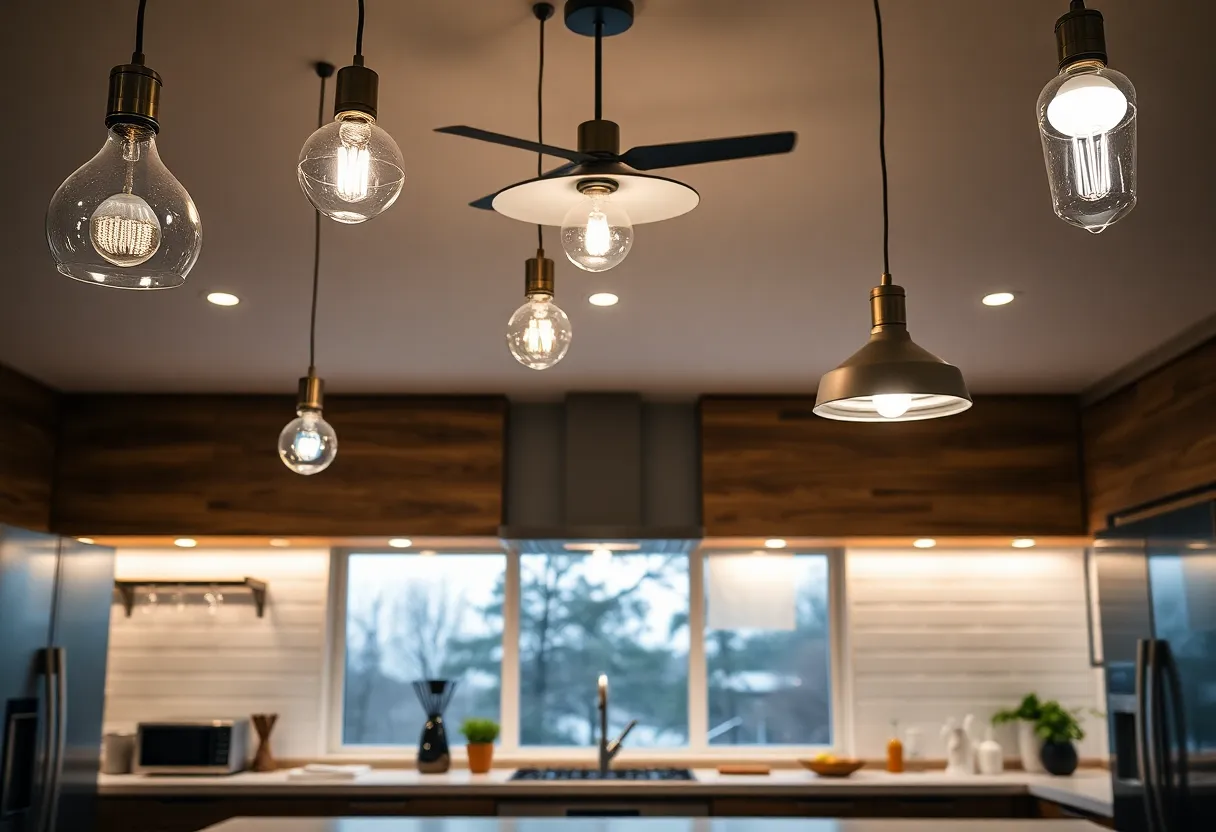 A modern kitchen illustrating the latest lighting trends of 2025