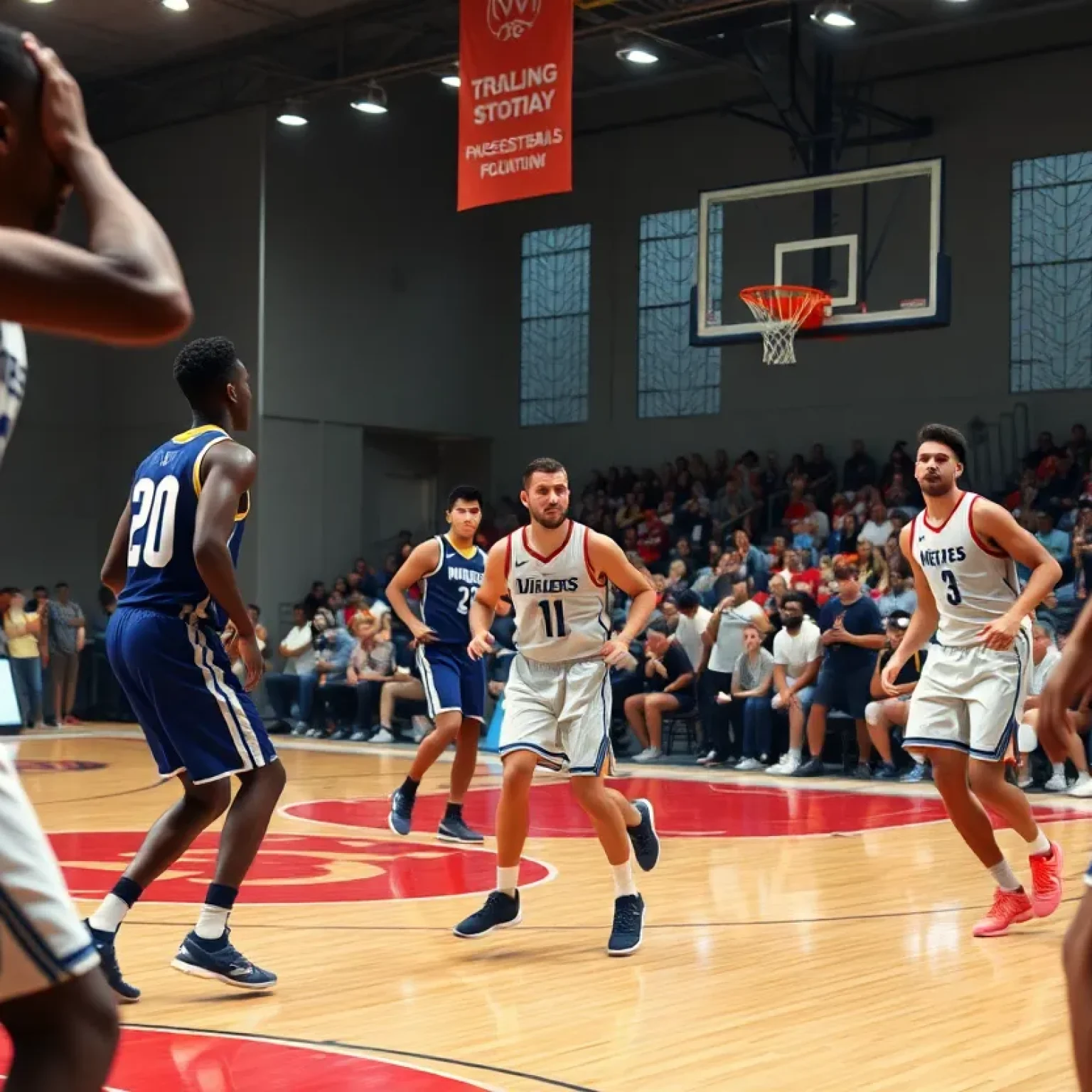 Lansing Community College basketball players during a championship game