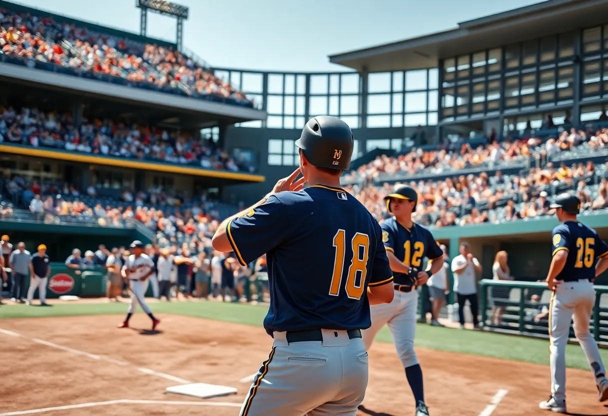Livonia Chargers players on the baseball field