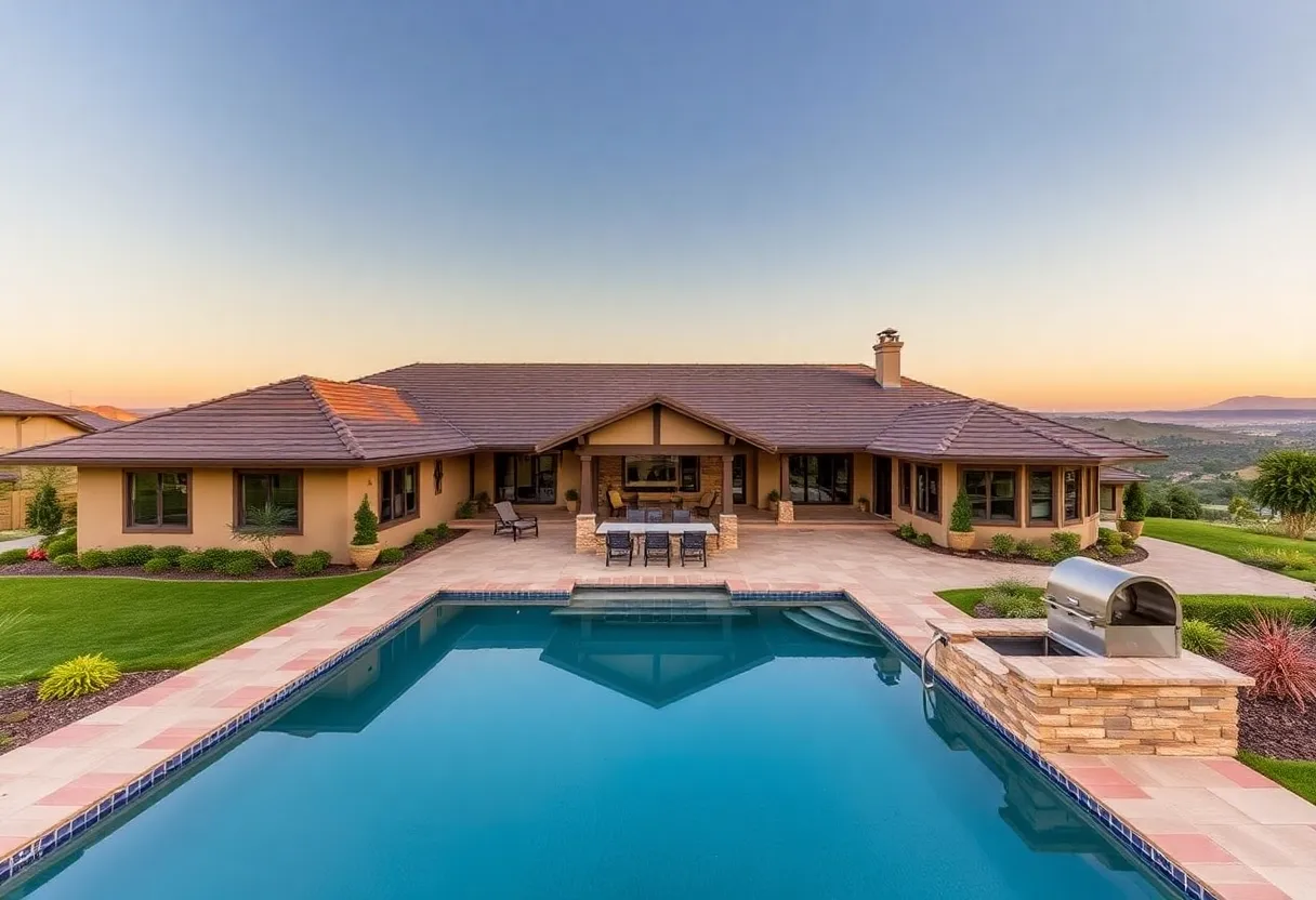 Exterior view of a luxury ranch home in Grand Rapids surrounded by nature