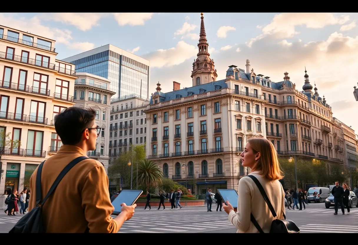 Vibrant city of Madrid representing the concept of influencer marketing.
