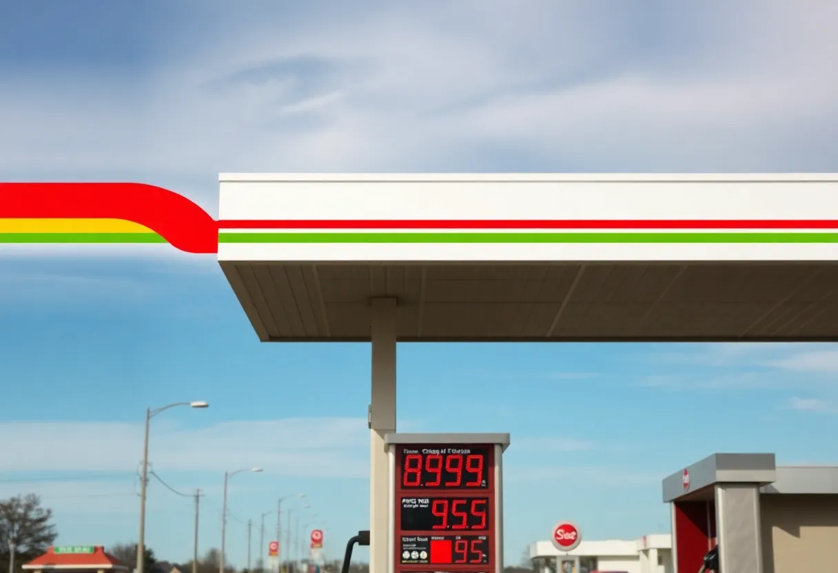 Gas station in Michigan displaying high gasoline prices