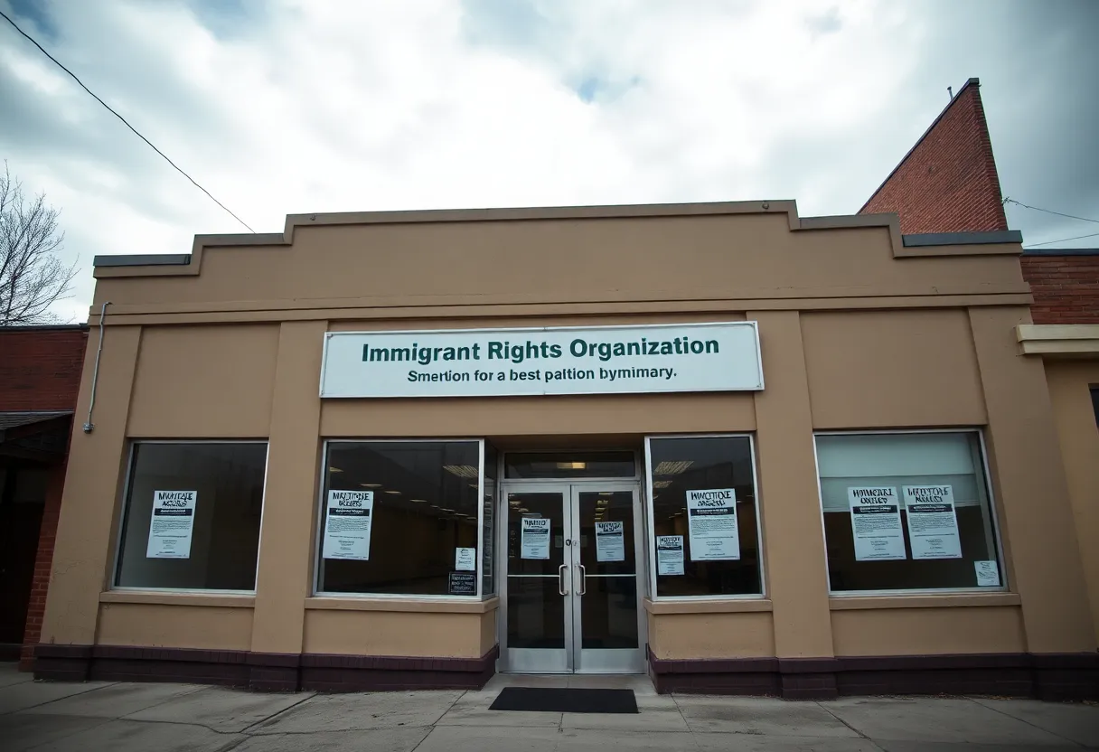 Office space of the Michigan Immigrant Rights Center with eviction notices