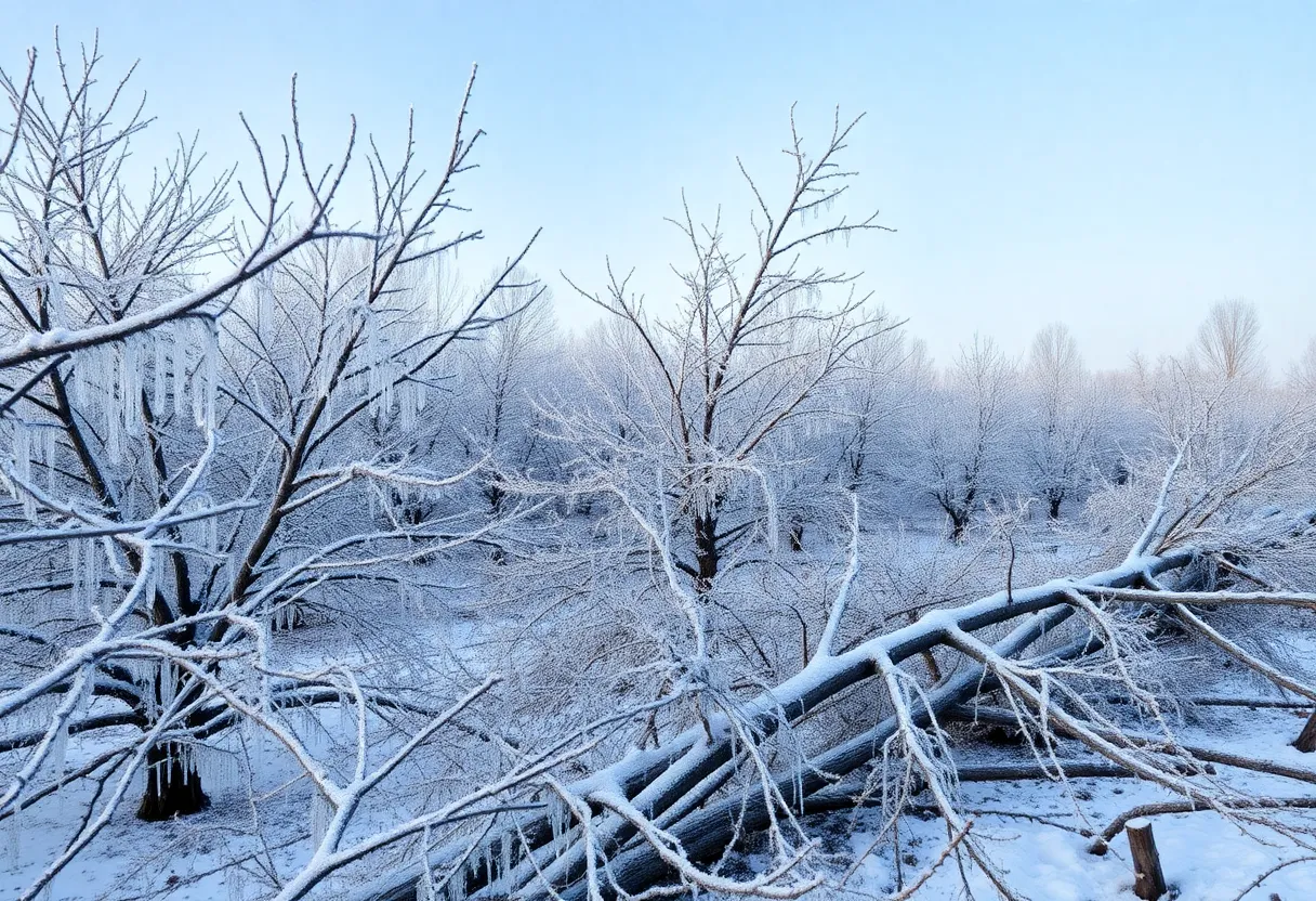 Ice storm damage to a Michigan sugar maple farm