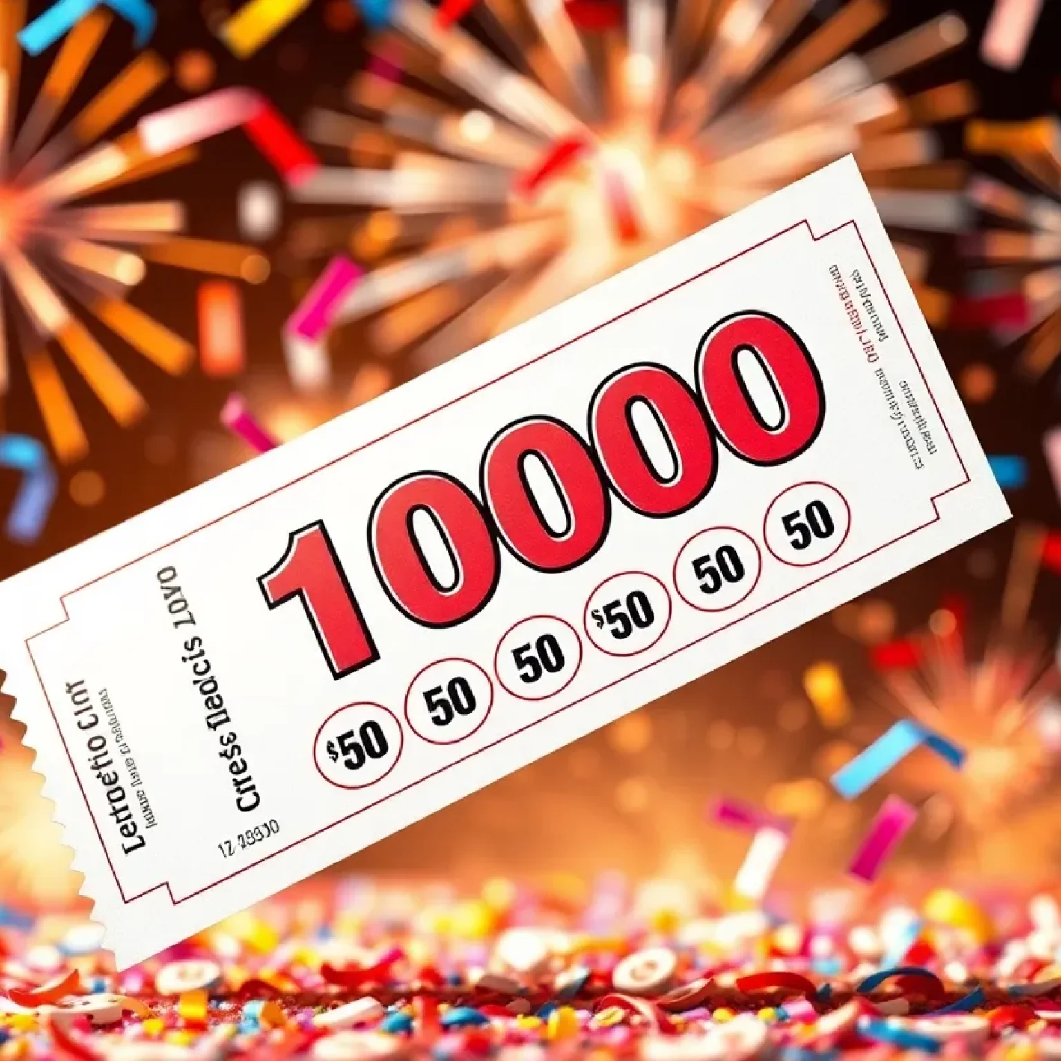 Illustration of a lottery ticket celebrating a Mega Millions win