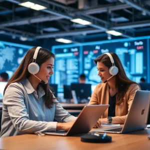 Customer service representatives utilizing AI tools