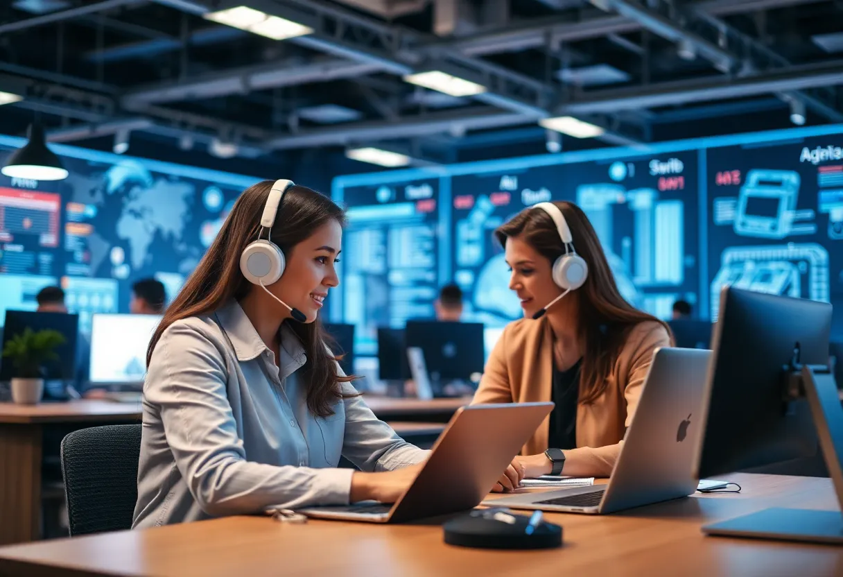 Customer service representatives utilizing AI tools