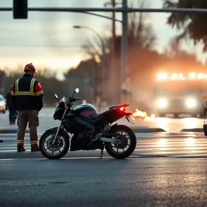 Emergency responders at a motorcycle accident scene