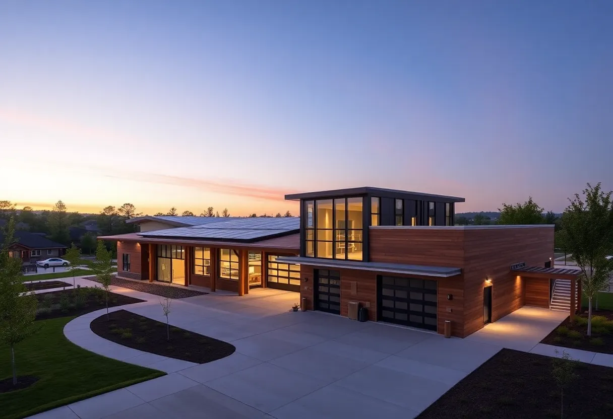 Rendering of the new Ann Arbor Fire Station 4 with sustainable energy features